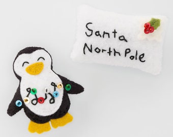 Letter to Santa and Penguin Christmas Ornament Pattern Set - Advent Calendar Felt Add-On DIY