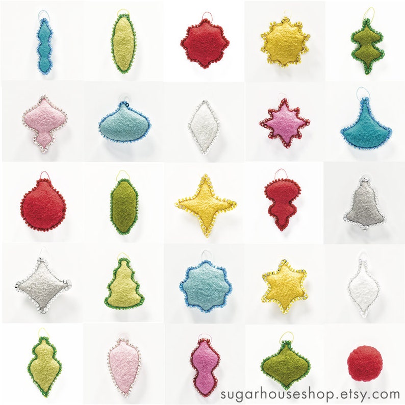 Christmas Tree Advent Calendar Pattern Modern Countdown 'Joyful and Triumphant with 24 Vintage Ornaments' DIY image 4