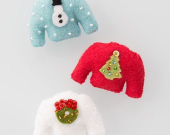 Ugly Christmas Sweater Ornament PDF Pattern Set - Felt Advent Calendar Add-On DIY