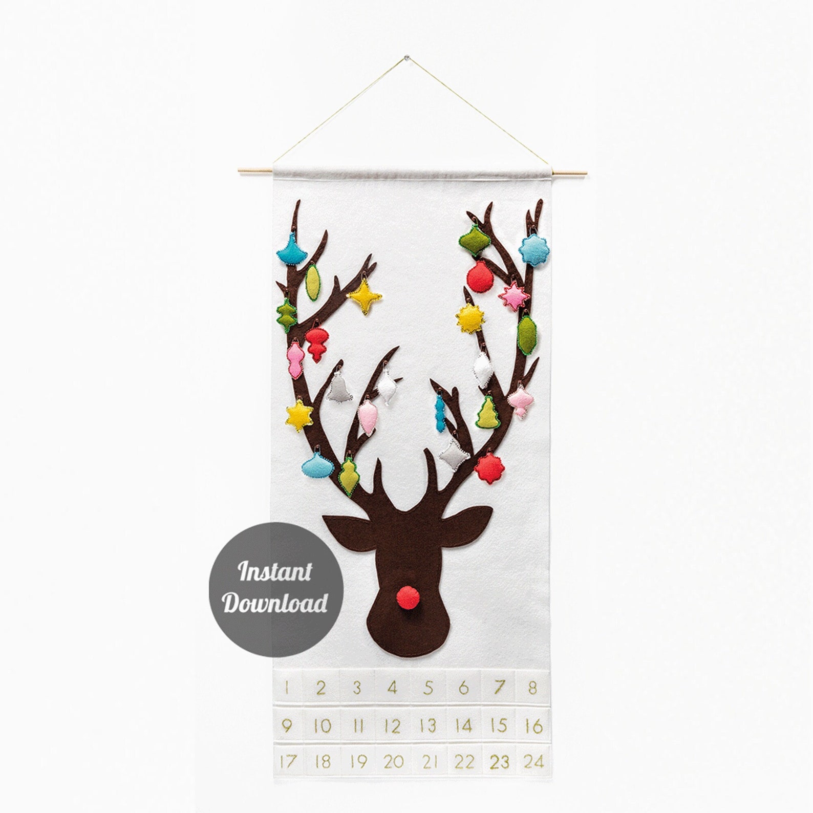 Reindeer Advent Calendar Pattern Felt Countdown Dashing Etsy Australia