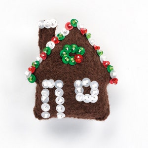 Felt Gingerbread House - Ornament Pattern - Miniature Christmas Houses -  Decor - Gingersnap Cookies - Sugar Trim Mold