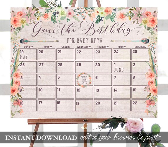 baby due date sign printable birthday prediction calendar template baby calendar template