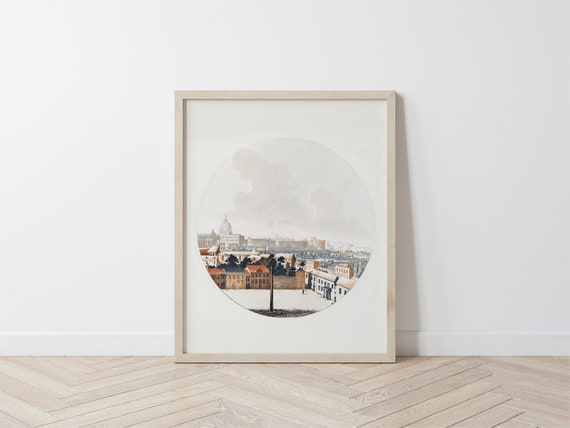 Vintage Italy City Circular Art Print / Rome Art Poster / Living Room Art / Home Picture / Skyline Art Il_570xn