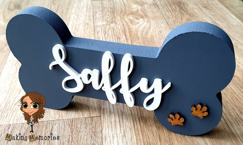 Personalised Name Dog Bone Freestanding Hung Plaque Dog Lead Doggo Decor image 5