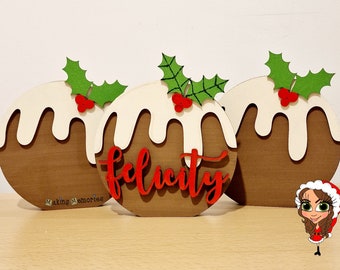 Hand painted personalised Christmas Pudding Decoration