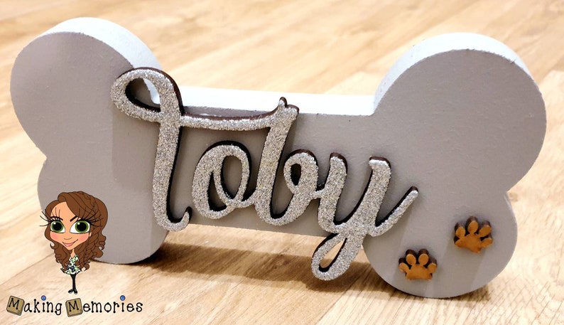 Personalised Name Dog Bone Freestanding Hung Plaque Dog Lead Doggo Decor image 6