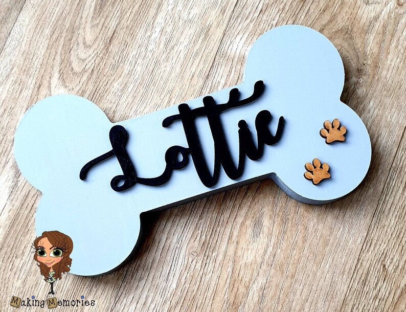 Personalised Name Dog Bone Freestanding Hung Plaque Dog Lead Doggo Decor image 3