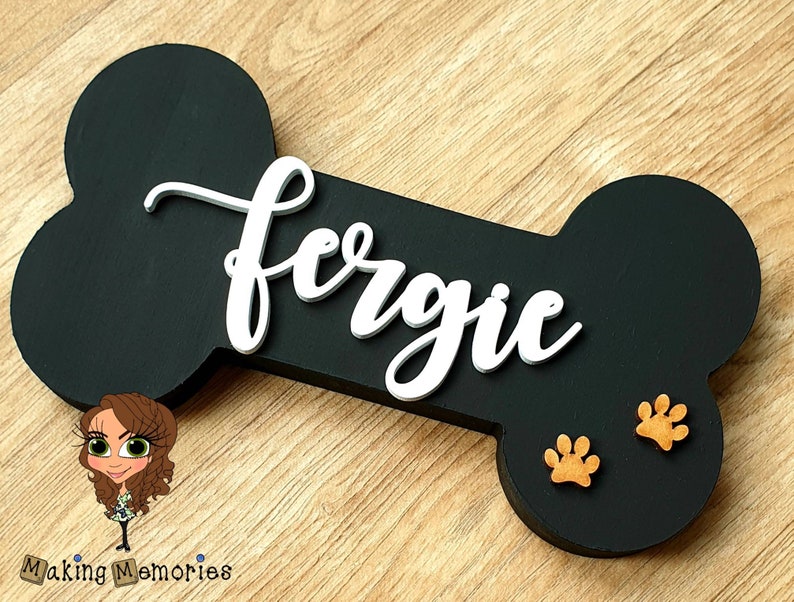 Personalised Name Dog Bone Freestanding Hung Plaque Dog Lead Doggo Decor image 2