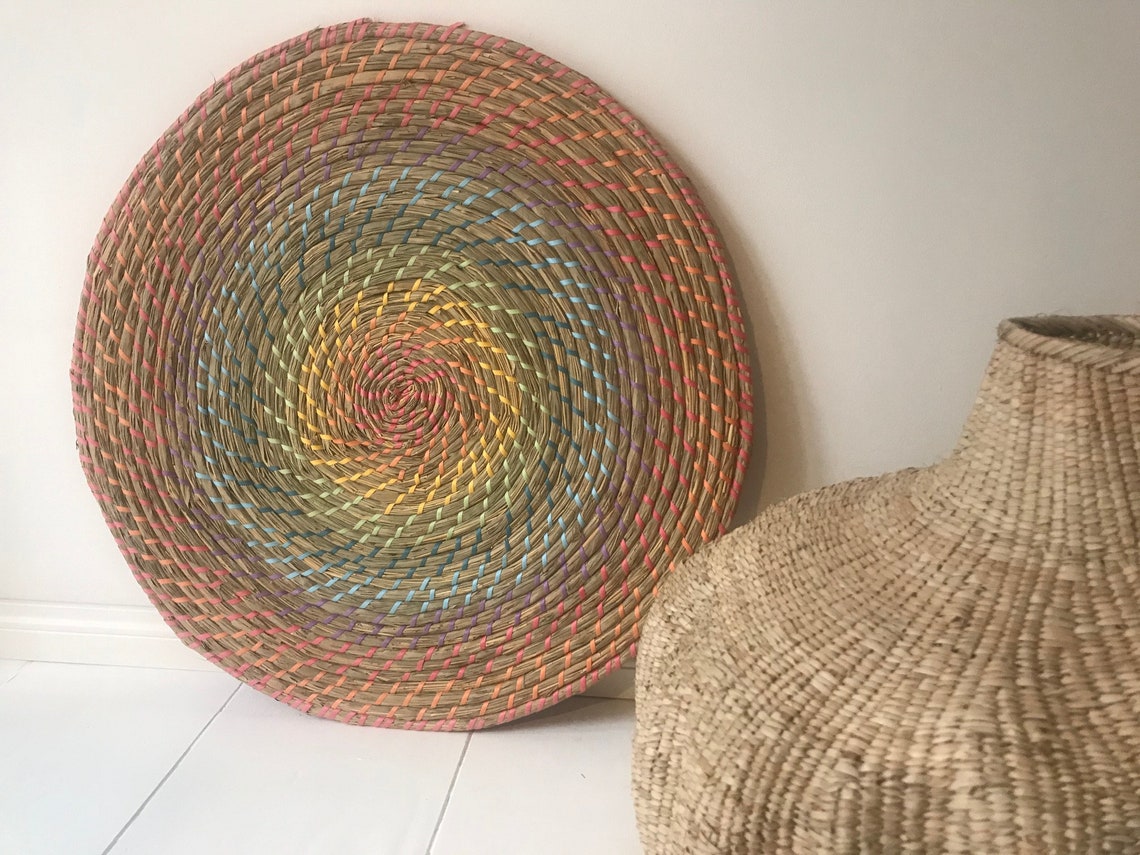 SALE Colorful Rattan Rotan Round Rug. Etsy