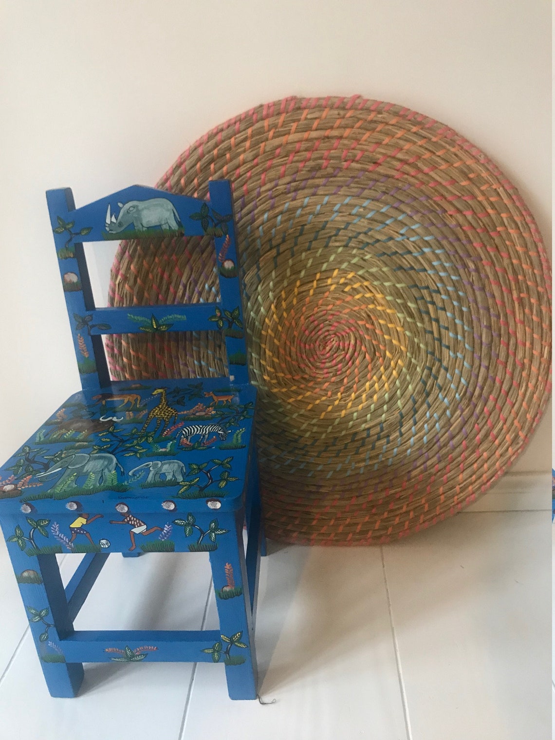 SALE Colorful Rattan Rotan Round Rug. Etsy