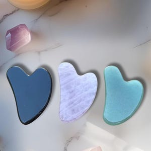 Heart-Shaped Crystal Gua Sha Tool: Facial Massage Stone - Rose Quartz, Jade, Obsidian