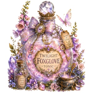 50 Clipart PNG di bottiglie di pozioni fantasy, clipart di pozioni da strega, PNG di speziale magico, clipart gotiche, PNG trasparenti immagine 6
