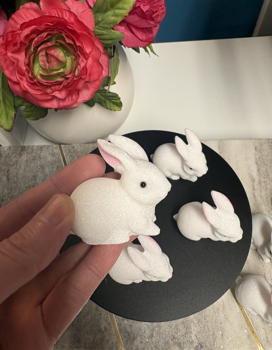 White Marble Bunny Figurine – Marble Rabbit Crystal Carving – Small ...