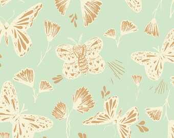 Sweetly Sings Golden ORGANIC fabric from Hello, Ollie by Bonnie Christine (Art Gallery Fabrics)