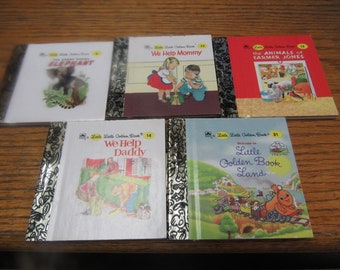 Five Little Golden Books #4---1947 #11---1959 #13---1953 #14---1962 #31---1989
