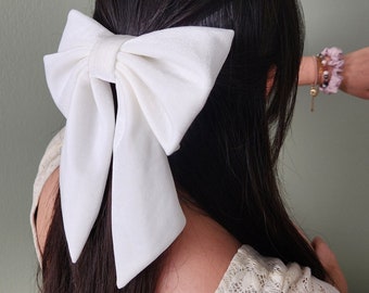 Velvet Bridal Hair Bow with Alligator Clip | Bridal Sailors Hair Bow Accessory worn 5 ways