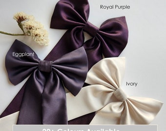 Satin Hair Bow Ribbon- Large Hair Bow Tie for Kids and Adults | Bridesmaid Gift, wedding accessory or dressed up and down