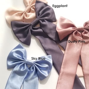 Satin Hair Bow Ribbon Large Hair Bow Tie for Kids and Adults Bridesmaid Gift, wedding accessory or dressed up and down image 3