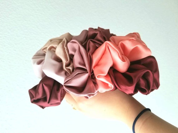 XL Satin Hair Scrunchie: Silky Soft Elastic, Handmade in Canada