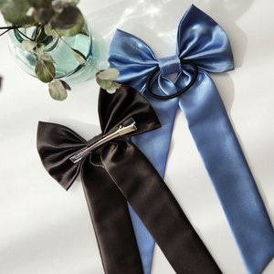 Satin Hair Bow Ribbon Large Hair Bow Tie for Kids and Adults Bridesmaid Gift, wedding accessory or dressed up and down image 4