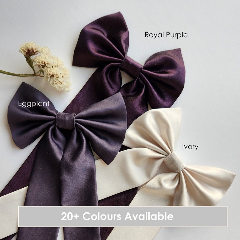 Satin Hair Bow Ribbon Large Hair Bow Tie for Kids and Adults Bridesmaid Gift, wedding accessory or dressed up and down image 1