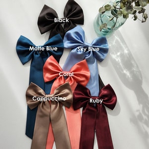 Satin Hair Bow Ribbon Large Hair Bow Tie for Kids and Adults Bridesmaid Gift, wedding accessory or dressed up and down image 9