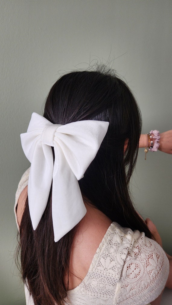 Velvet Bridal Hair Bow with Alligator Clip | Bridal Sailors Hair Bow Accessory worn 5 ways