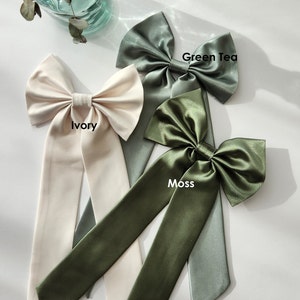 Satin Hair Bow Ribbon Large Hair Bow Tie for Kids and Adults Bridesmaid Gift, wedding accessory or dressed up and down image 6