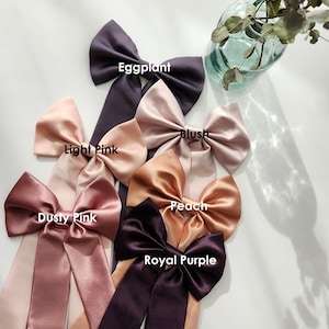 Satin Hair Bow Ribbon Large Hair Bow Tie for Kids and Adults Bridesmaid Gift, wedding accessory or dressed up and down image 8