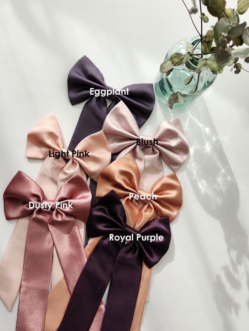 Satin Hair Bow Ribbon Large Hair Bow Tie for Kids and Adults Bridesmaid Gift, wedding accessory or dressed up and down image 8
