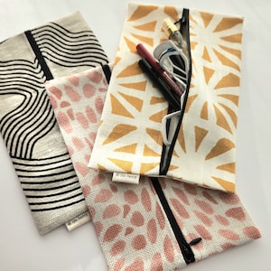 Trousse de maquillage pour crayons à fermeture éclair pour pochette de rangement - Bijoux tout usage, écouteurs, pierres précieuses, sac de rangement en coton