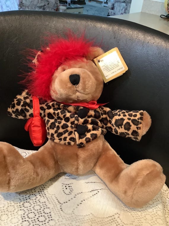 Galerie Plushteddy Bears leopard Jacket Feathered Hat Etsy
