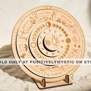 Calendario de la Rueda Pagana del Año / Sabbats Neopaganos Wiccanos, Fases Lunares, Zodíaco Astrológico con Guía para 2024, 2025, 2026, 2027 y 2028
