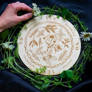 Pendulum Board Herbal Kit | Nature Wooden Board | Divination Witch Scrying Set | Spirit Dowsing Seance Package | Occult Pagan Tools