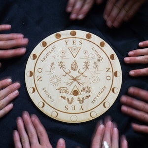 Pendulum Witch Board | Scrying Divining Kit | Wood Altar Tool | Unique Spiritual Tool & Altar Decor | Sun Moon Phase Board