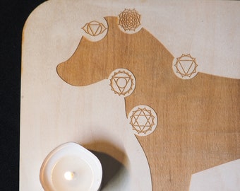 Dog Chakra Healing Board | Pet Distance Reiki Chart | Wooden Altar Tile for Energy Work