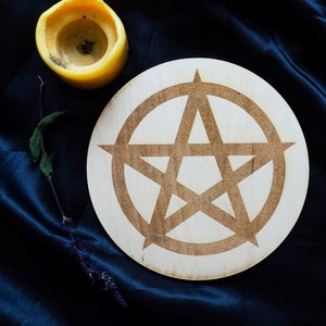 Pentacle Large Altar Tile Wooden