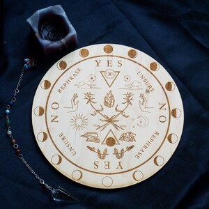 Pendulum Witch Board Scrying Divining Kit Wood Altar Tool Unique Spiritual Tool & Altar Decor Sun Moon Phase Board image 4