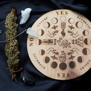 Divining Board with Moon Phases Unique Witch Board for Spirituality Witchcraft Kit & Scrying Board Pendulum Board Set Wood zdjęcie 4