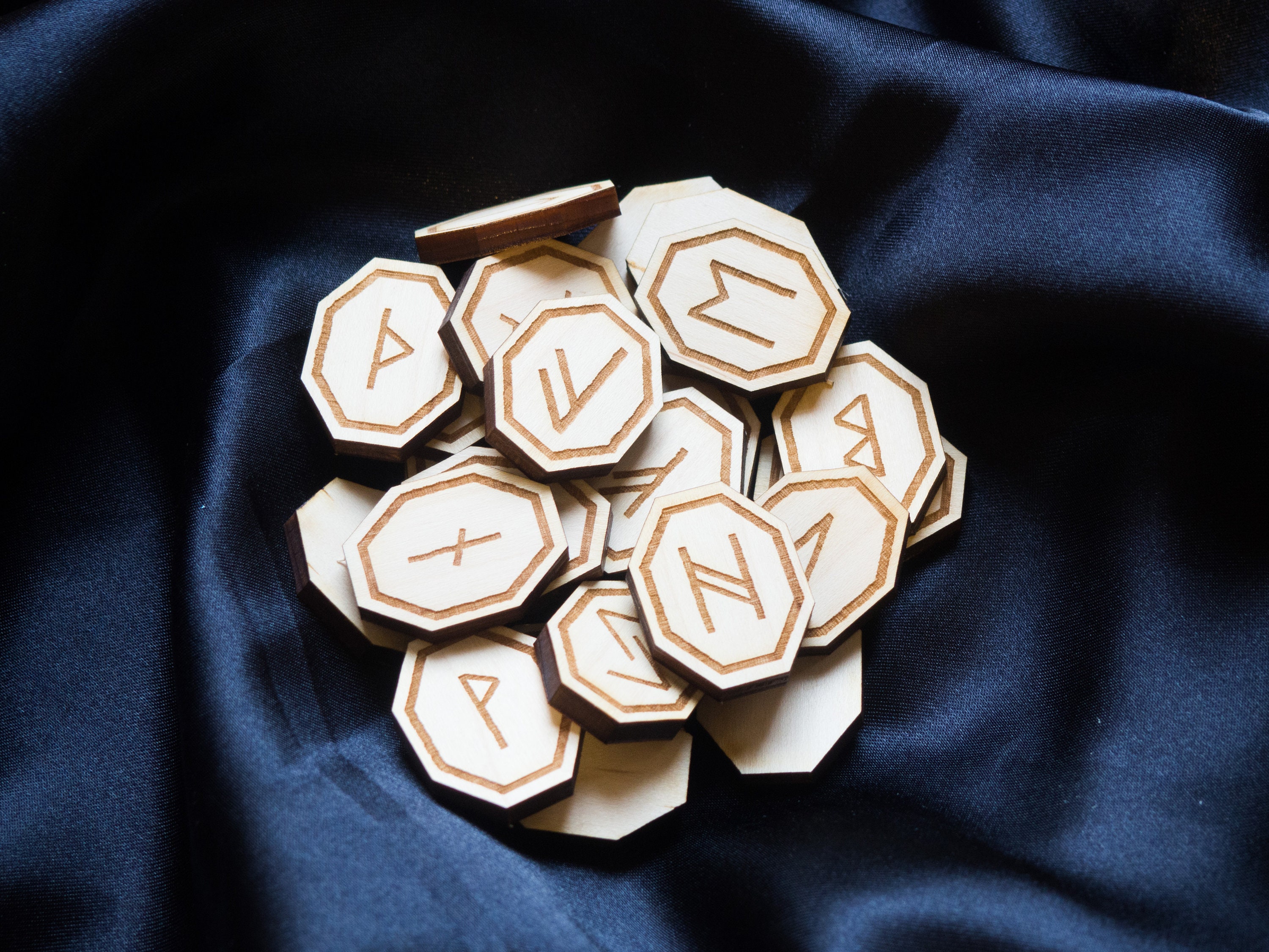 Elder Futhark Rune Set Maple Laser Cut Octagon Square Circle - Etsy