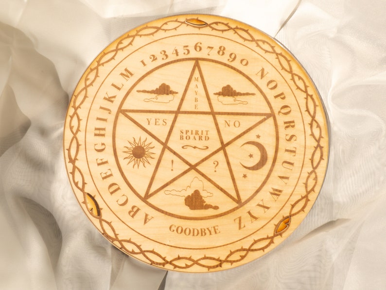 Wooden Ouija Board Round Spirit Board Pentacle Talking Etsy