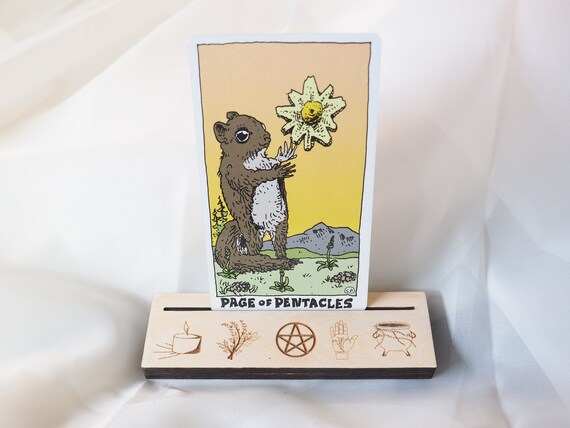 Supporto Per Carte Dei Tarocchi In Legno Di Pino – Organizer Con Base Magnetica A Forma Di Luna E Porta Carte - 4