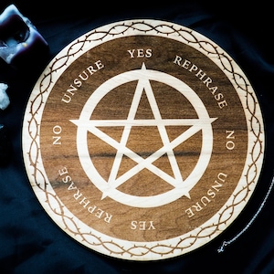 Wood Pendulum Board Pentacle | Pagan Dowsing & Scrying Board | Witchy Pentacle Altar Kit for Spiritual Divining