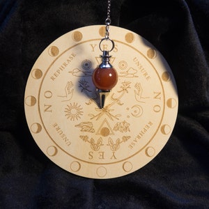 Pendulum Witch Board Scrying Divining Kit Wood Altar Tool Unique Spiritual Tool & Altar Decor Sun Moon Phase Board image 6