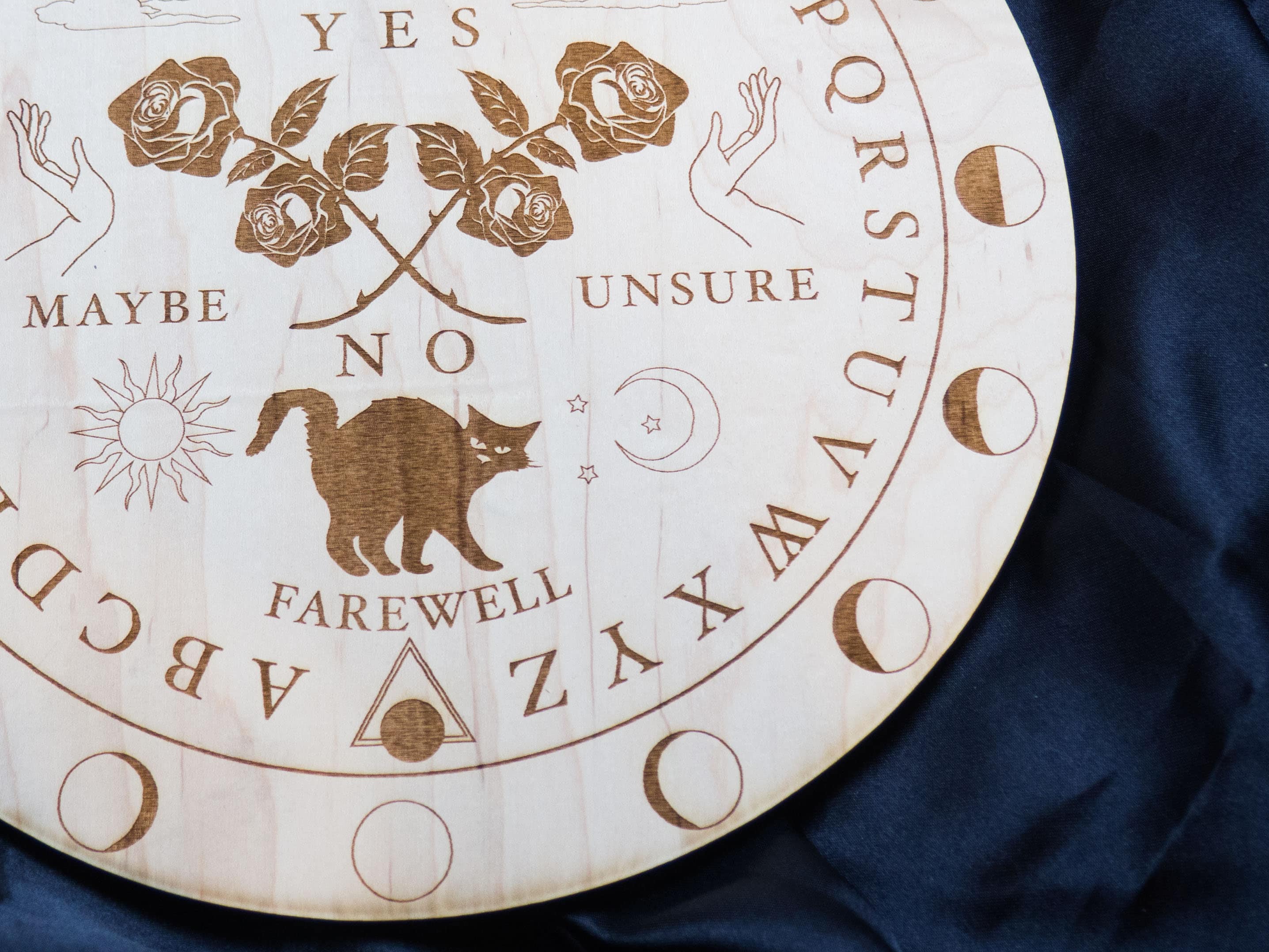 Wooden Ouija Board Round Spirit Board Floral Cat Rose | Etsy