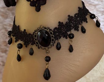 Anklet/Lace Anklet/Black Vintage Lace Anklet/Gothic Black Anklet/Black Lace Anklet/Lace Ankle Bracelet