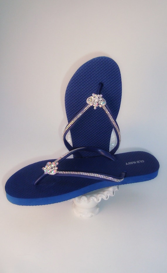 navy blue flip flops ladies