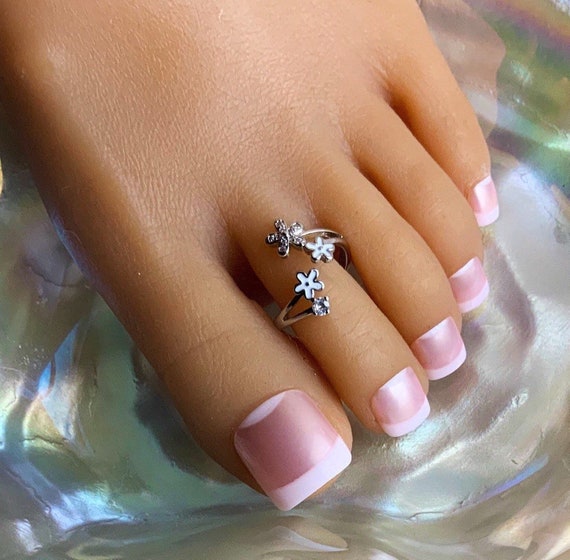 Indian Traditional Designer 925 Sterling Silver Floral Toe Ring For Women |  eBay