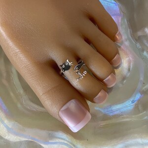 Toe Ring/Adjustable Silver Toe Ring/Adjustable Toe Ring/Sterling Silver Toe Ring/Cat Toe Ring/Silver Cat Toe Ring