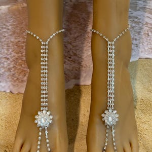 Barefoot Sandals/Silver Rhinestone Barefoot Sandals/Beach Wedding Barefoot Sandals/Beach Barefoot Sandals/Beach Jewelry/Beach Wedding